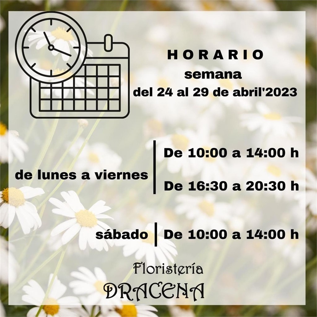 Horario del 24 al 29 de abril de 2023